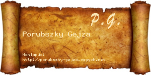 Porubszky Gejza névjegykártya